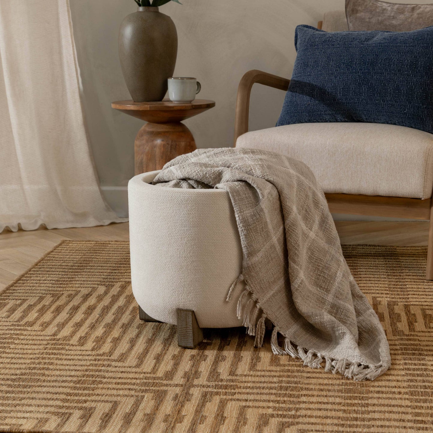 Neven Storage Footstool Ecru