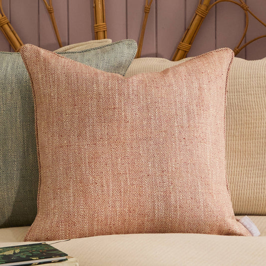 Jedburgh Textured Woven Square Cushion Rust - Bluebell and Willow