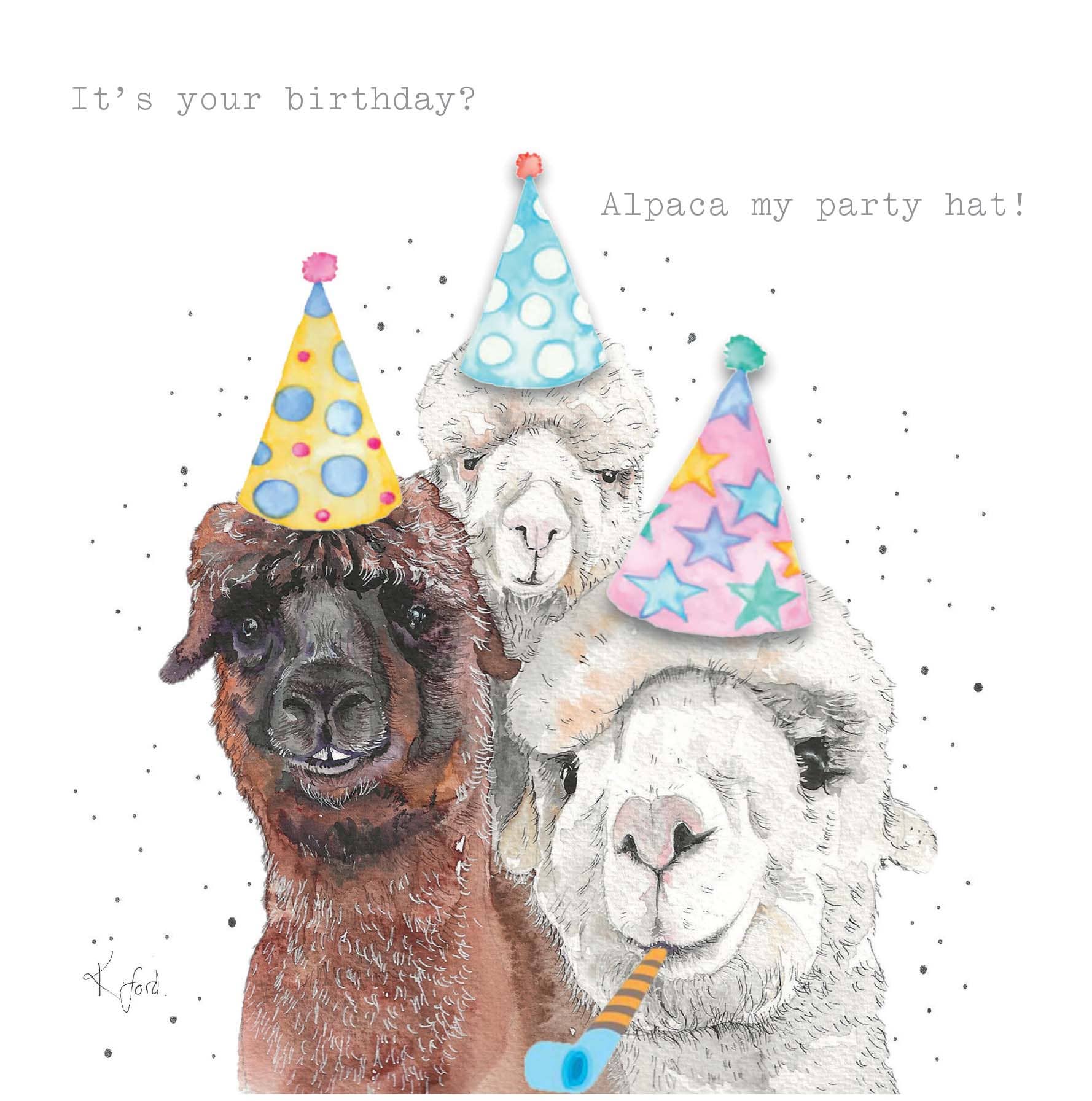 "Alpaca" birthday greeting card - Bluebell and Willow