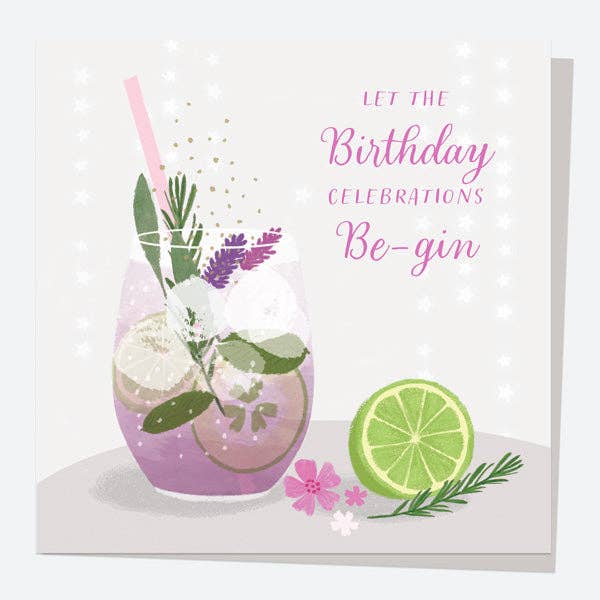 General Birthday Card - Drinks - Lavender Gin - Bluebell and Willow