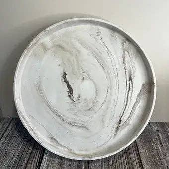 Handmade Large Round Tray: Grey