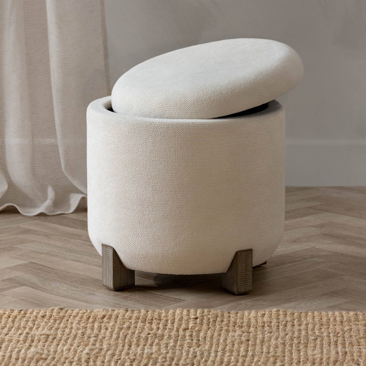 Neven Storage Footstool Ecru