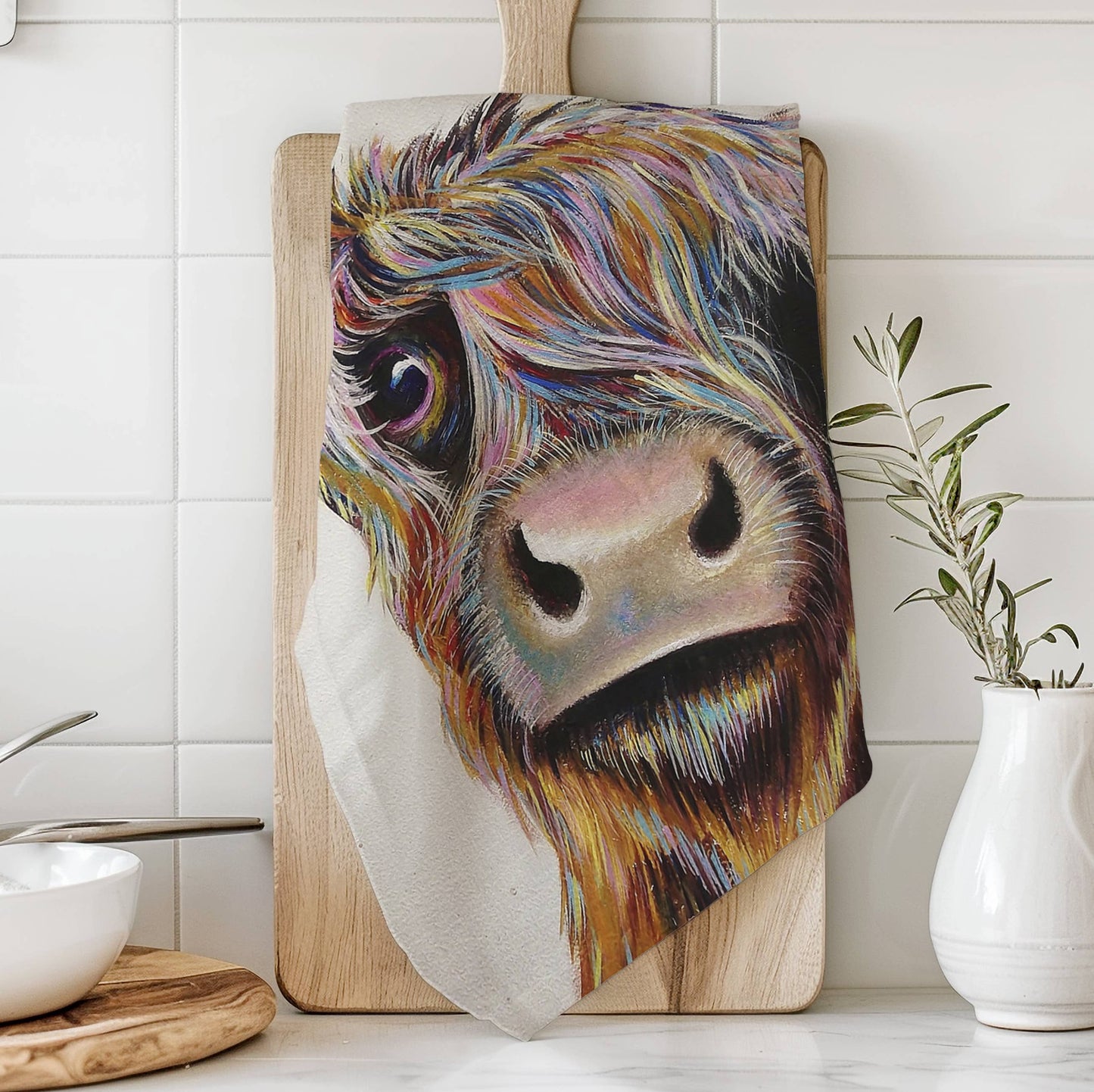 A Bad Hair Day Highland Cow Tea Towel - Bluebell and Willow
