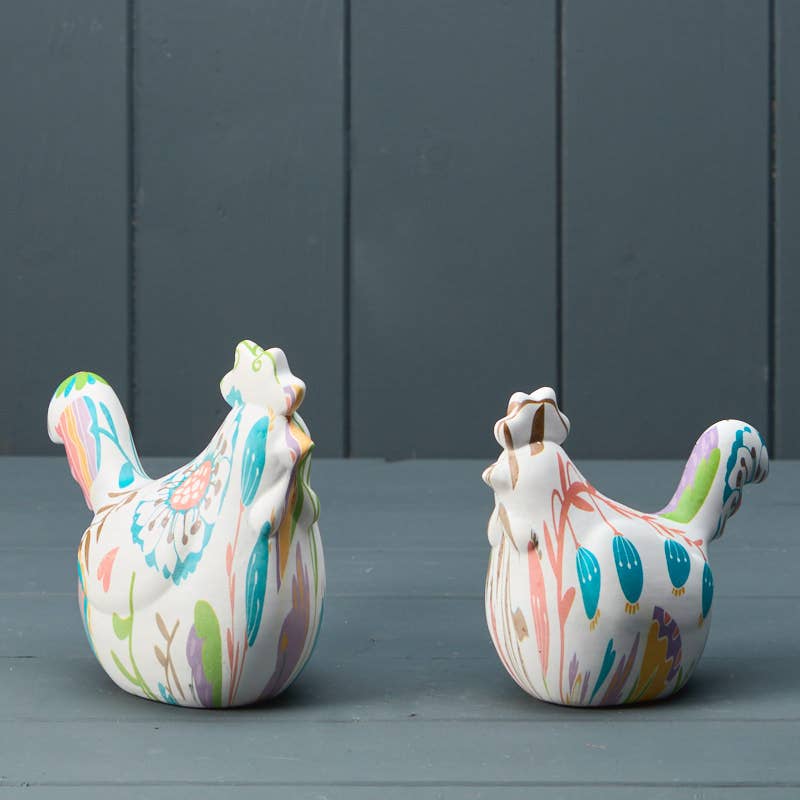 Ceramic Floral Print Chicken