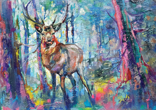 Mystic Stag Print A3 - Bluebell and Willow