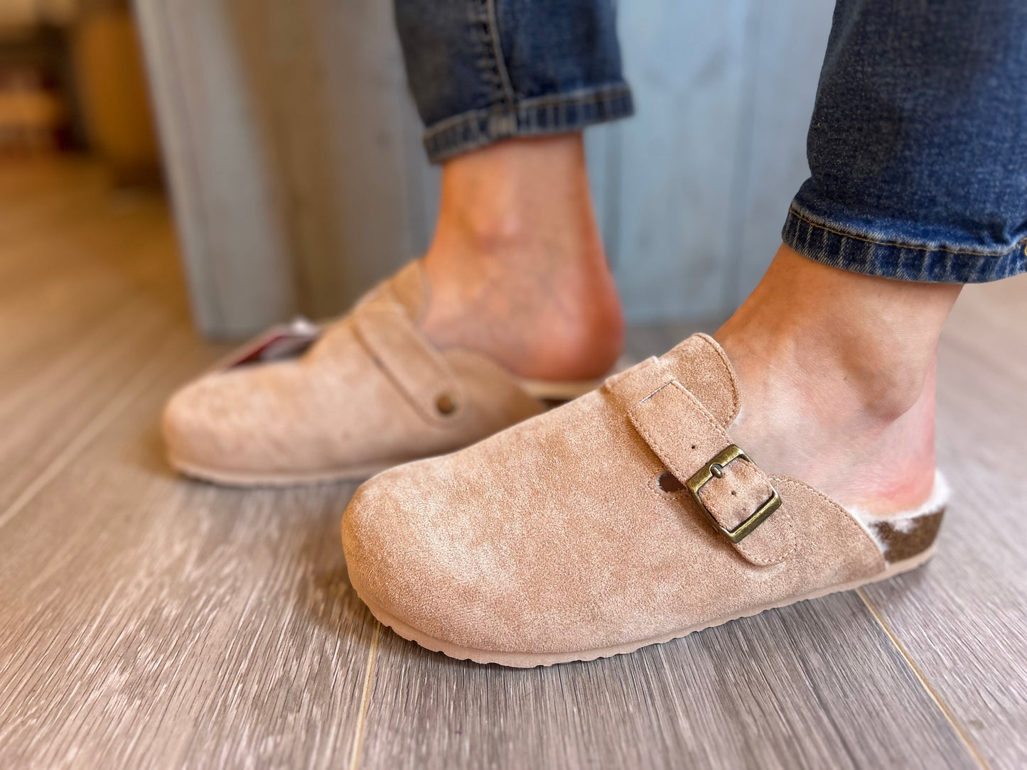 XTI Beige Clogs with Faux Fur Lining - slippers