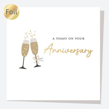 Luxury Foil Anniversary Card - Foil Monochrome - Glasses