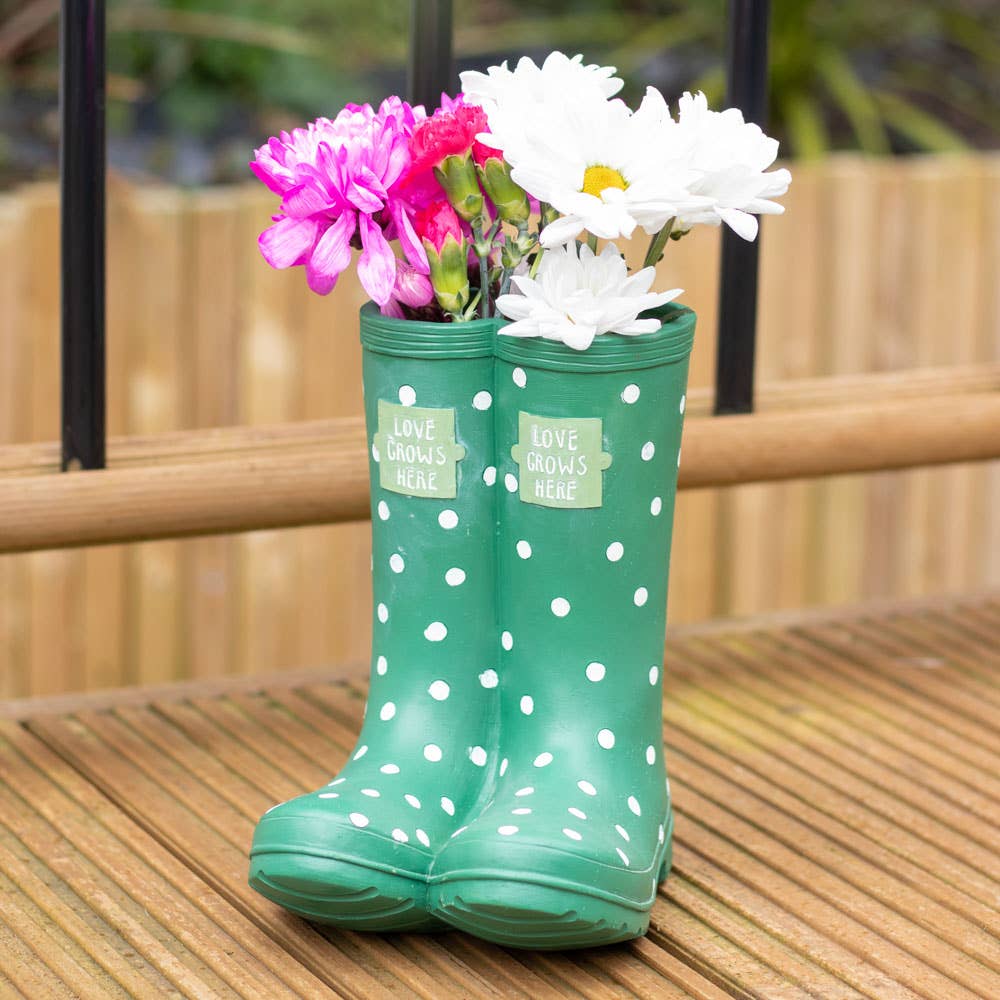 Dark Green Welly Rain Boot Planter