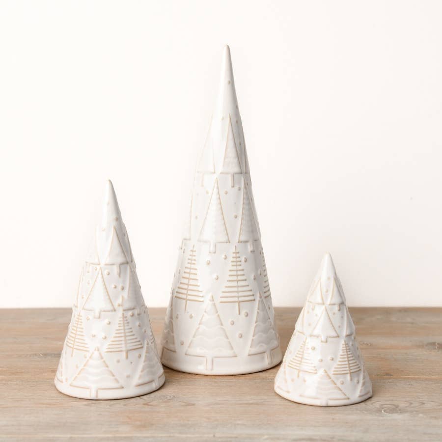 Ceramic White Reactive Glaze Tree, 25cm