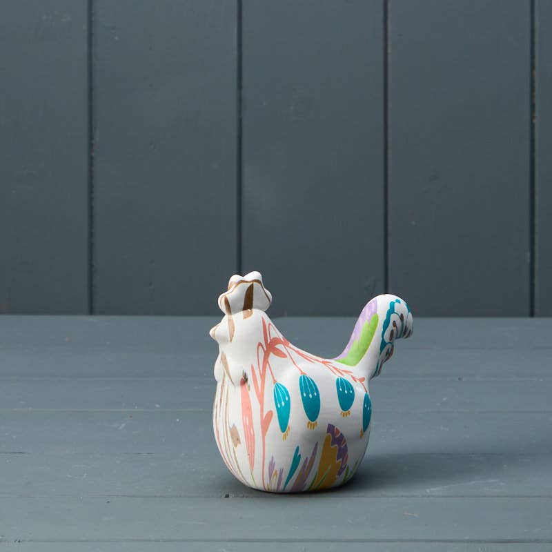 Ceramic Floral Print Chicken