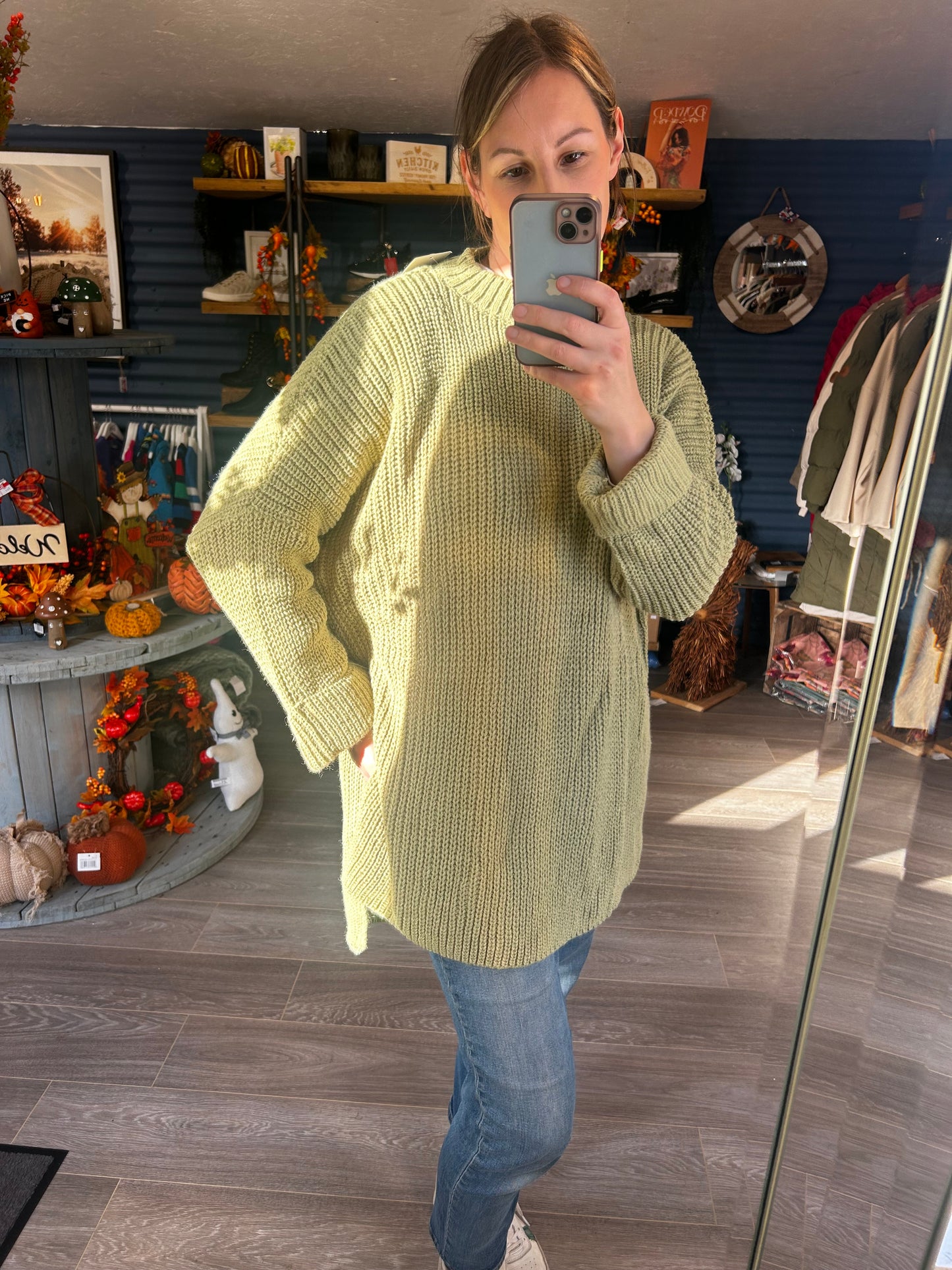 Apple Green Long Sweater- One Size