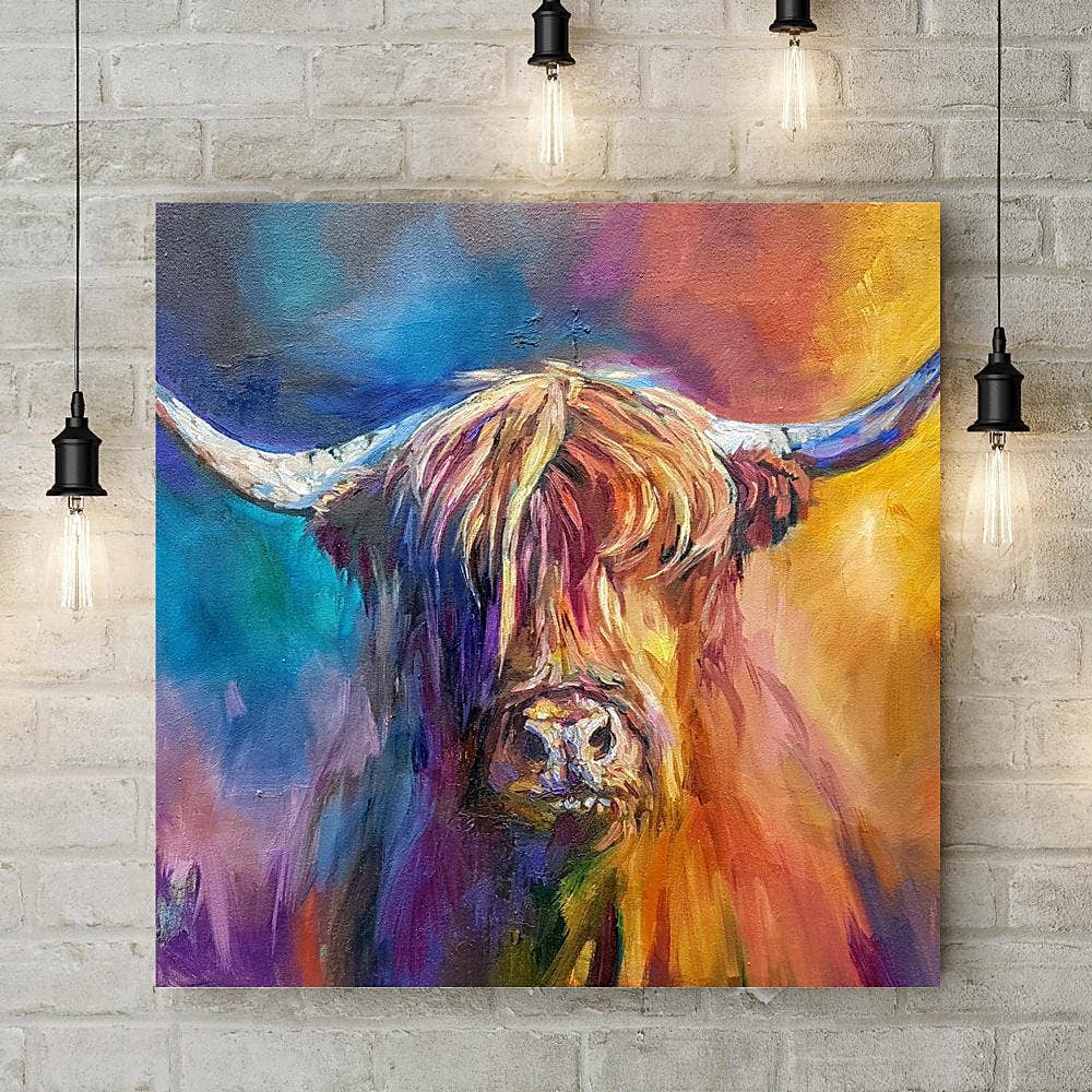 Harris Highland Cow Small Canvas