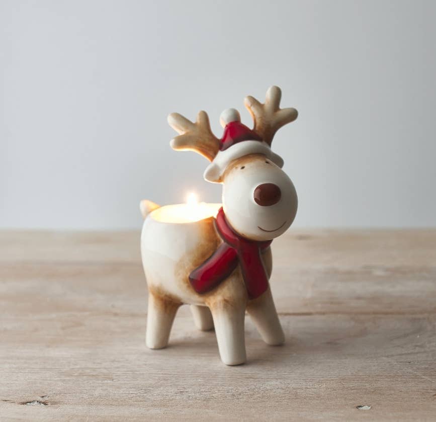 Nordic Reindeer T-light Holder, 14.5cm