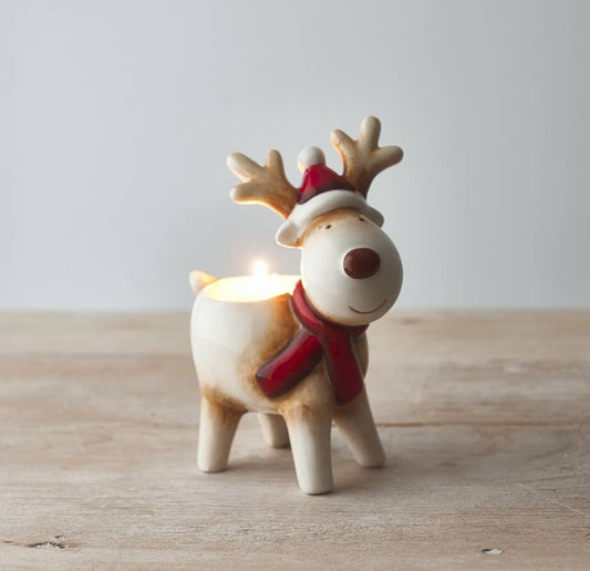 Nordic Reindeer T-light Holder, 14.5cm