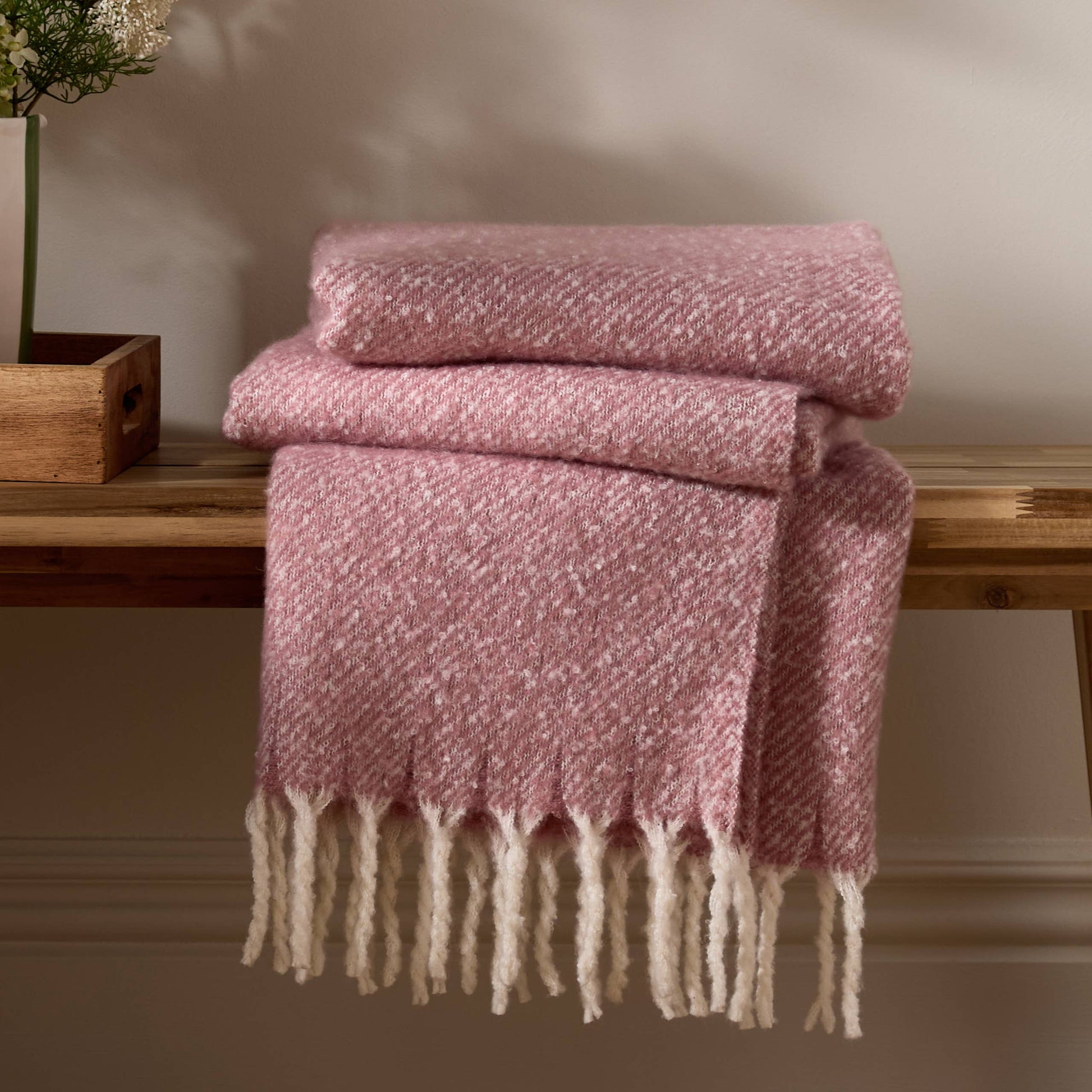 Isla Woven Tasselled Throw Heather - Bluebell and Willow