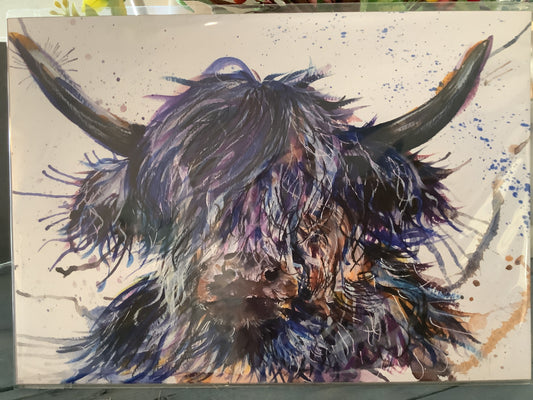 Highland Cow Print 04 - Bluebell and Willow