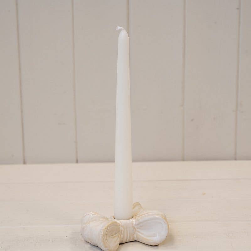 Glazed Ceramic Double Bow Candle Holder