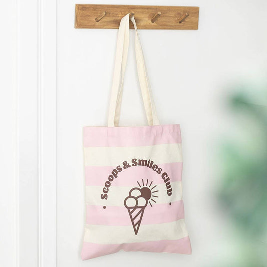 Striped Scoops & Smiles Club Ice Cream Tote Bag - Bluebell and Willow