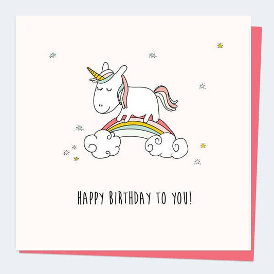 Kids Birthday Card - Rainbow Unicorn Happy Birthday To You