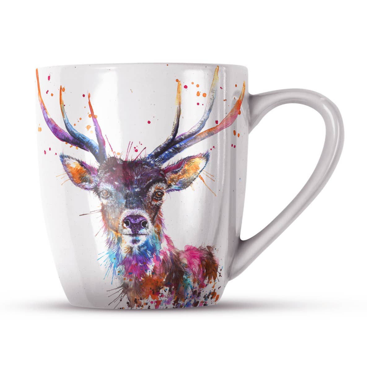 Splatter Rainbow Stag Bone China Mug - Bluebell and Willow