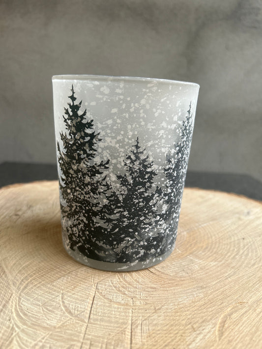 Snowy Trees Candle Holder - Small - Bluebell and Willow