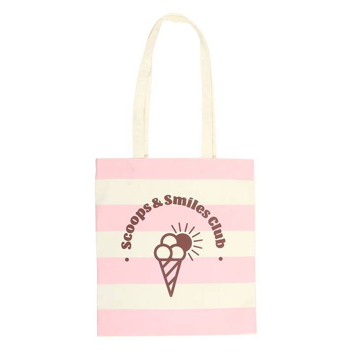 Striped Scoops & Smiles Club Ice Cream Tote Bag