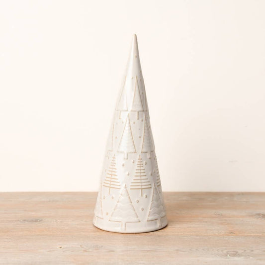 Ceramic White Reactive Glaze Tree, 25cm