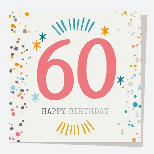 Foil Birthday Card - Typography Splash - 60th Happy Birthday - Bluebell and Willow