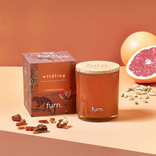 Wildlings Amber, Cinnamon + Mandarin Scented Glass Candle