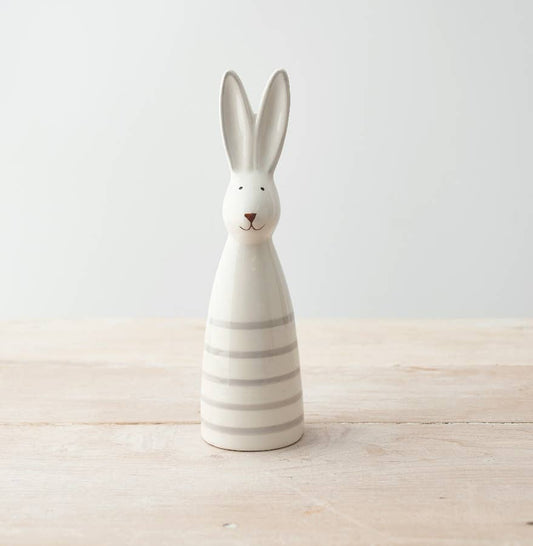 White Stripped Ceramic Rabbit 20cm