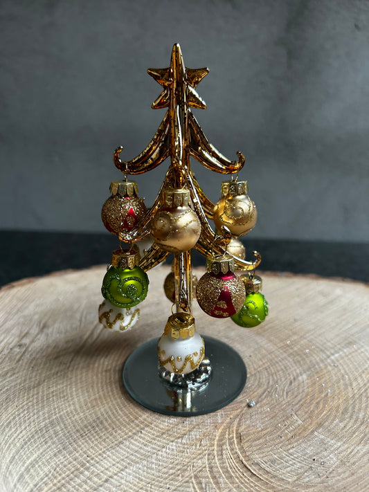 Glass Christmas Tree with Coloured Baubles - Bluebell and Willow