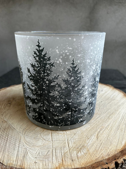 Snowy Trees Candle Holder - Medium - Bluebell and Willow