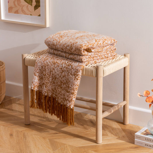 Weaver Herringbone Throw Golden Orange