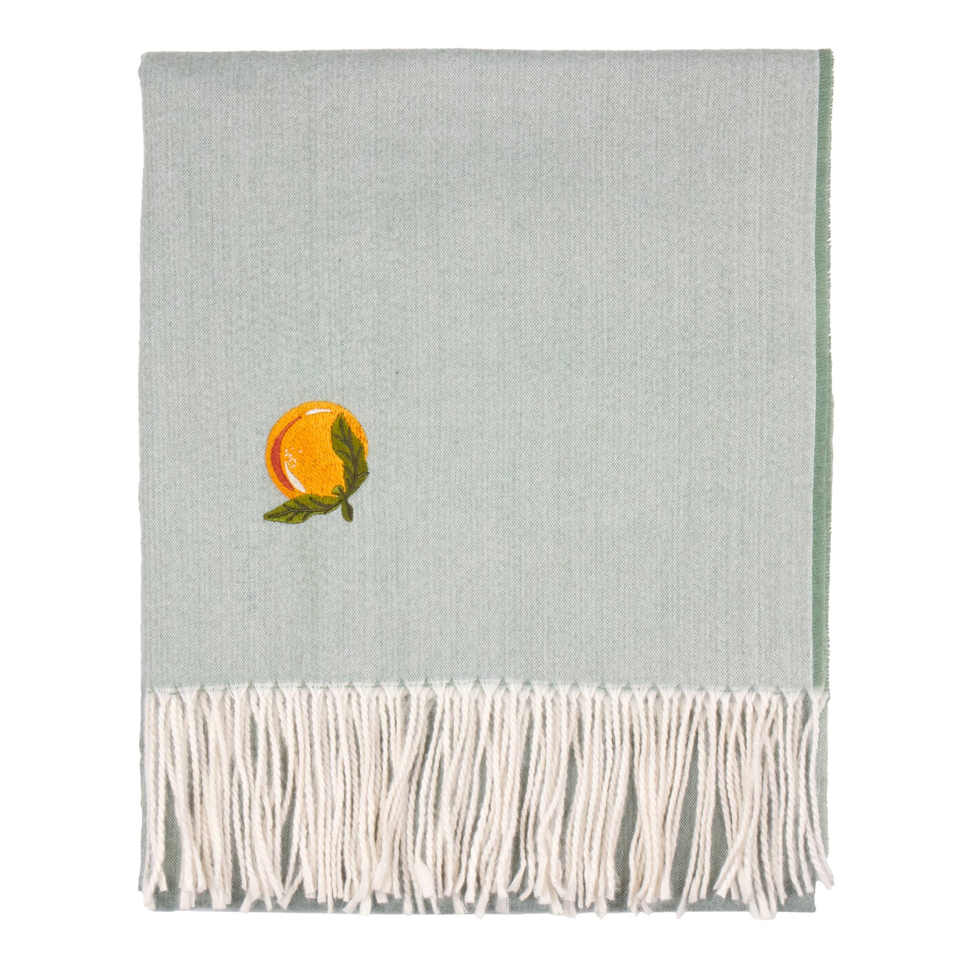Fruits Lightweight Embroidered Throw Zesty Orange - Bluebell and Willow