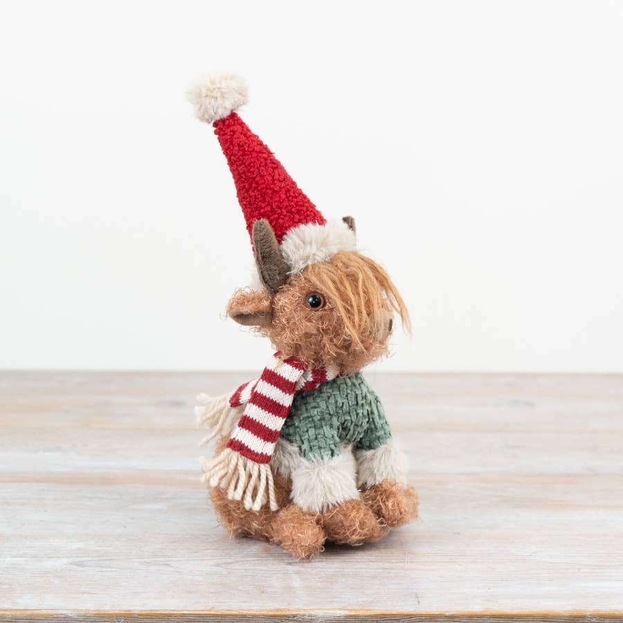 Christmas Fabric Highland Cow, 28cm