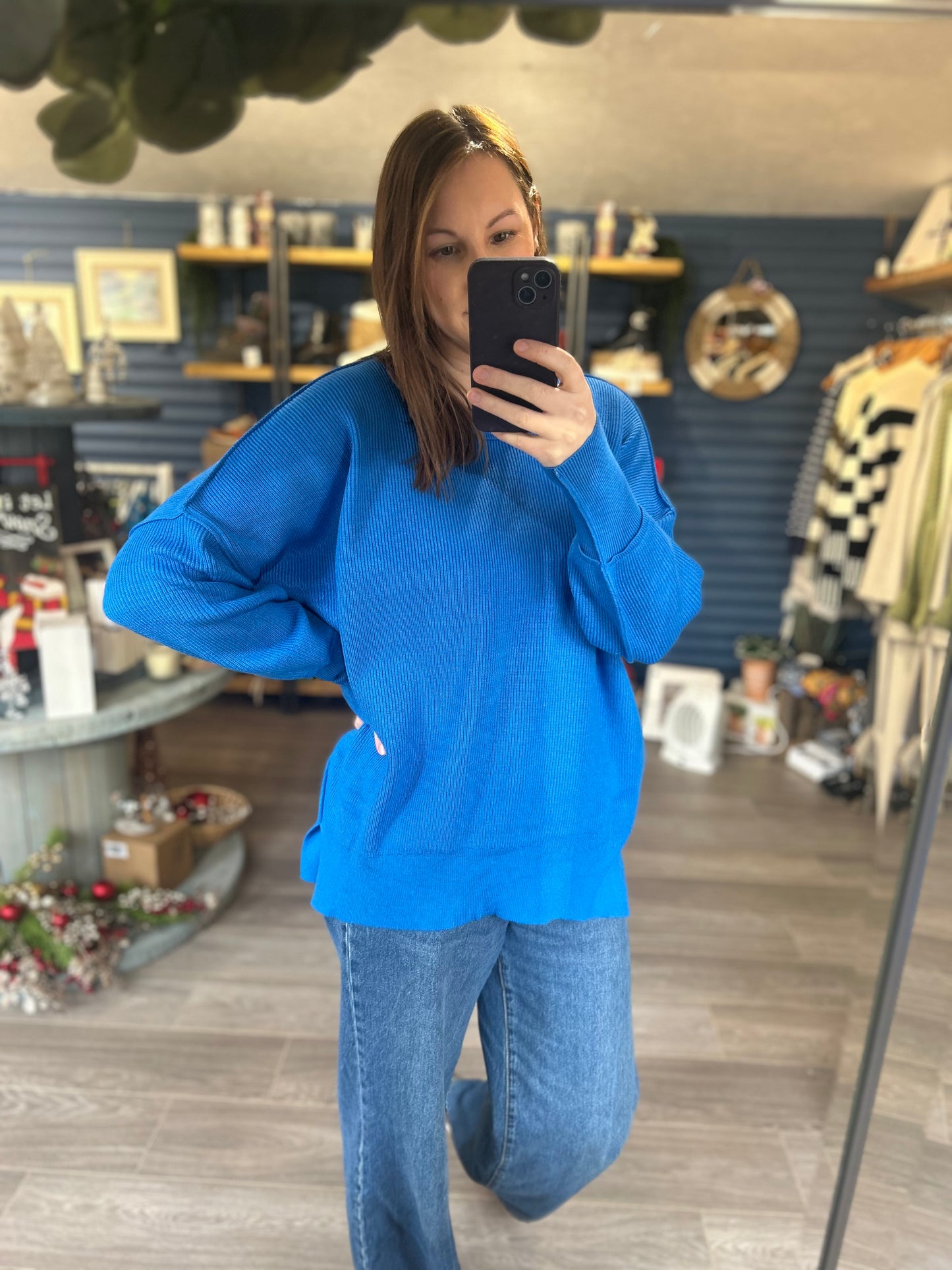 Ribbed Blue Jumper- One Size