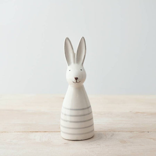 White Stripped Ceramic Rabbit 15cm