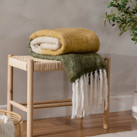 Rawton Ombre Throw Natural/Moss