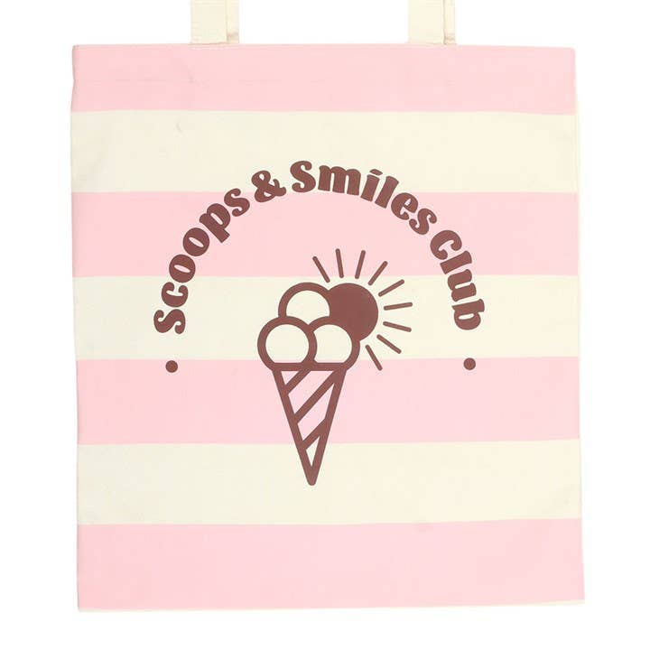 Striped Scoops & Smiles Club Ice Cream Tote Bag