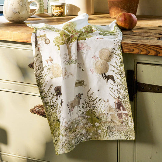 Farm Friends Scene Tea Towel - Bluebell and Willow
