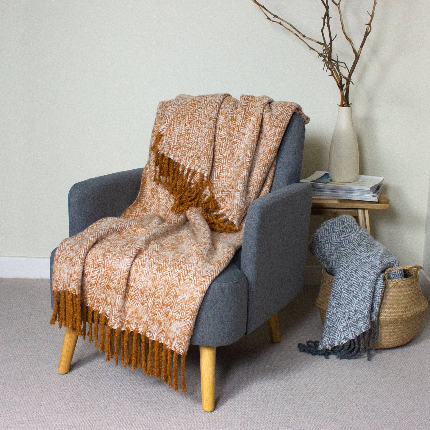 Weaver Herringbone Throw Golden Orange