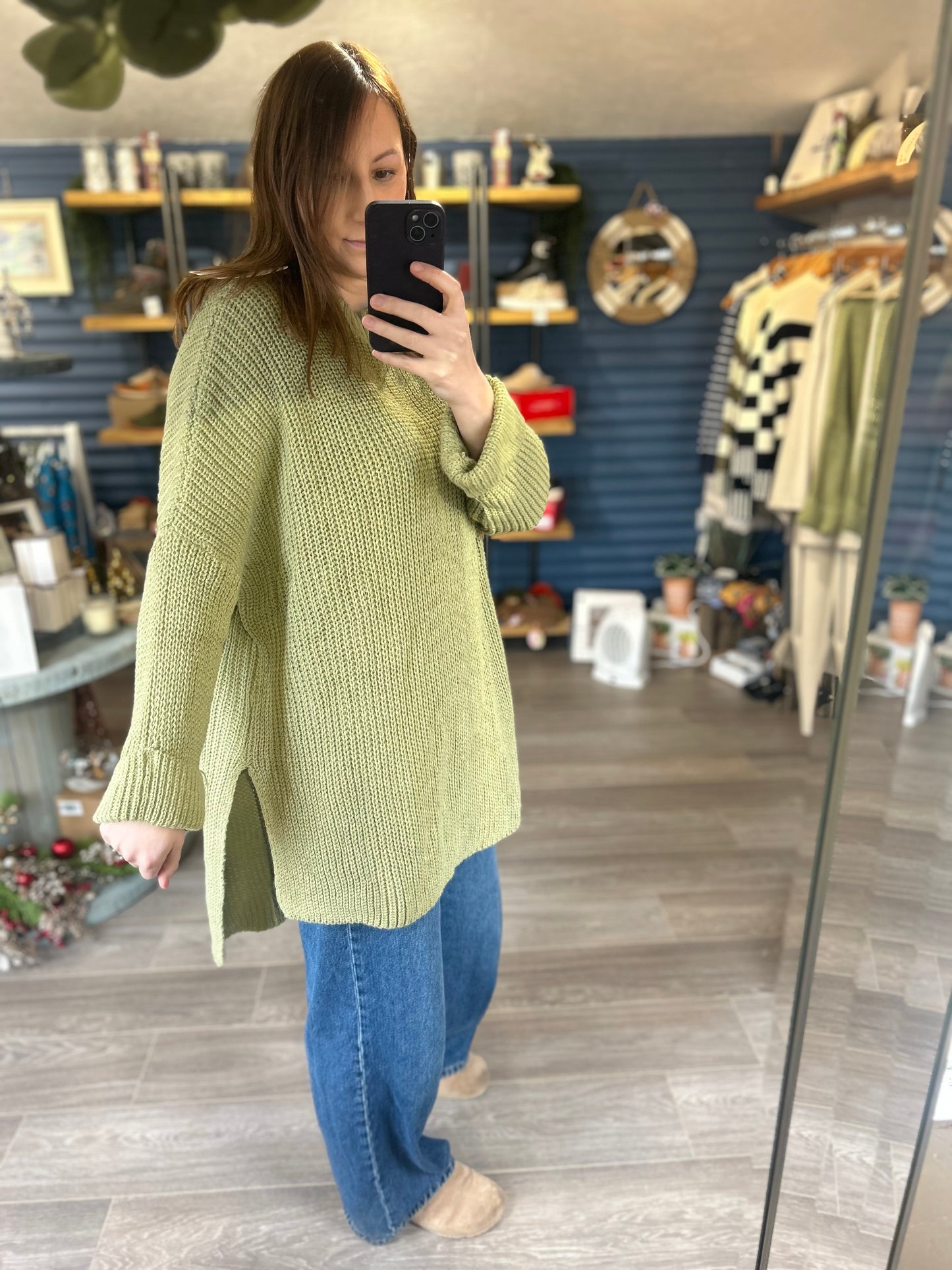 Apple Green Long Sweater- One Size