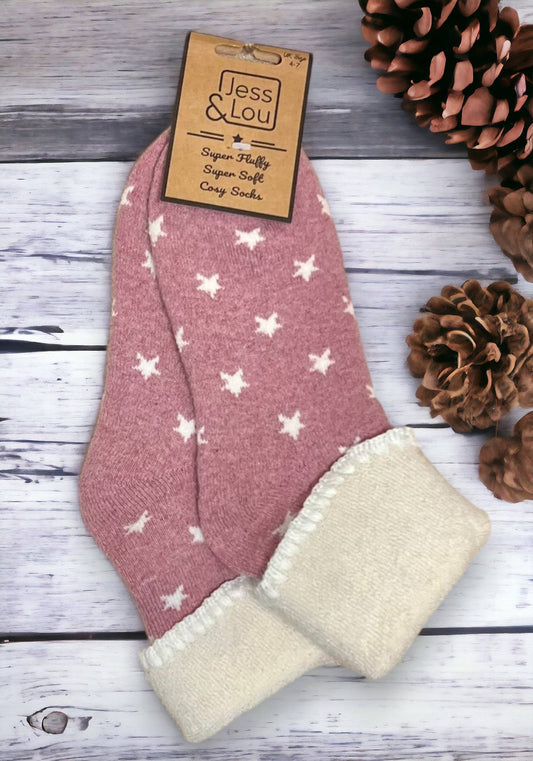 Star Cosy Cuff Socks : Pink