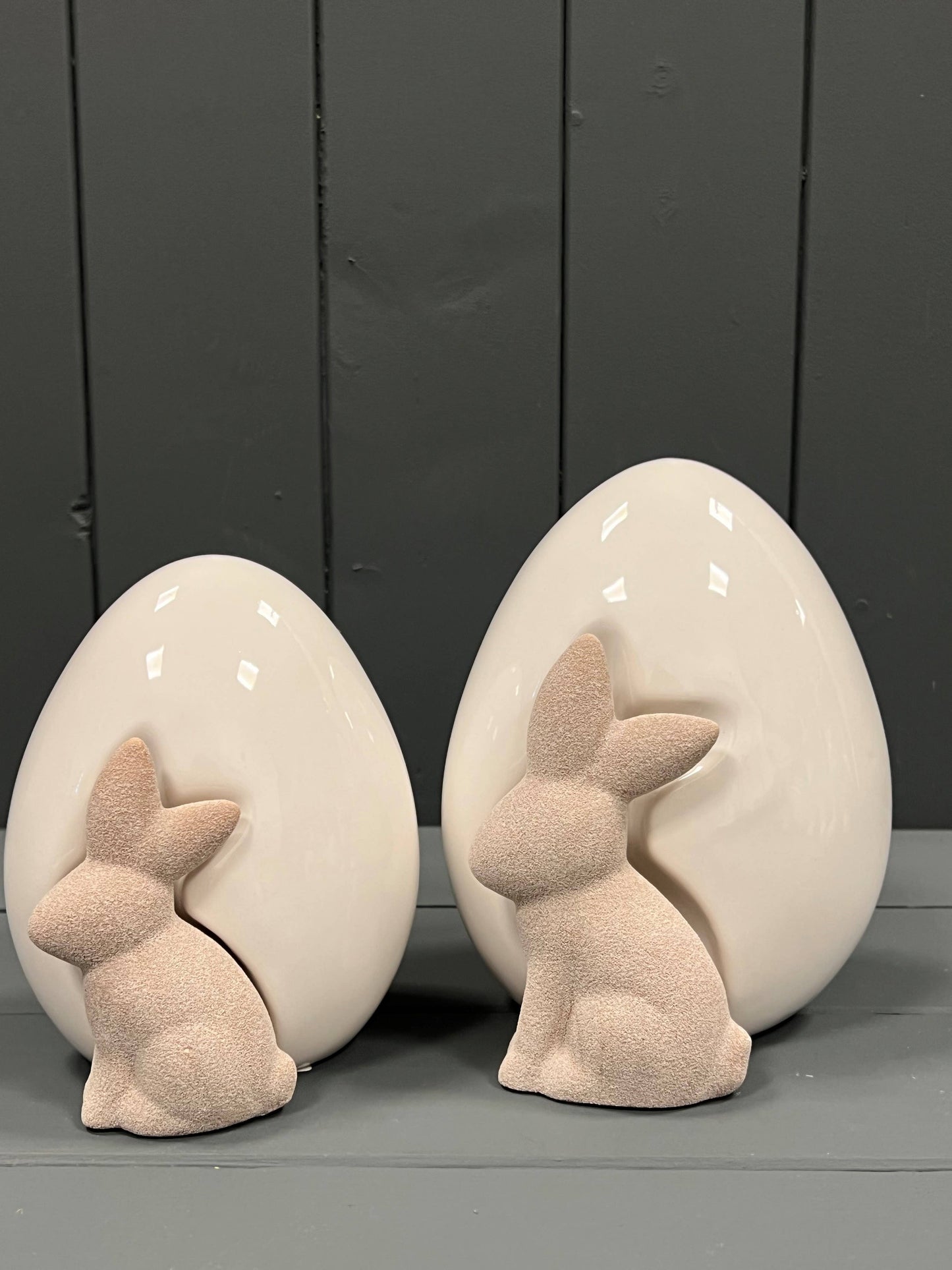 Ceramic White Egg With Rabbit