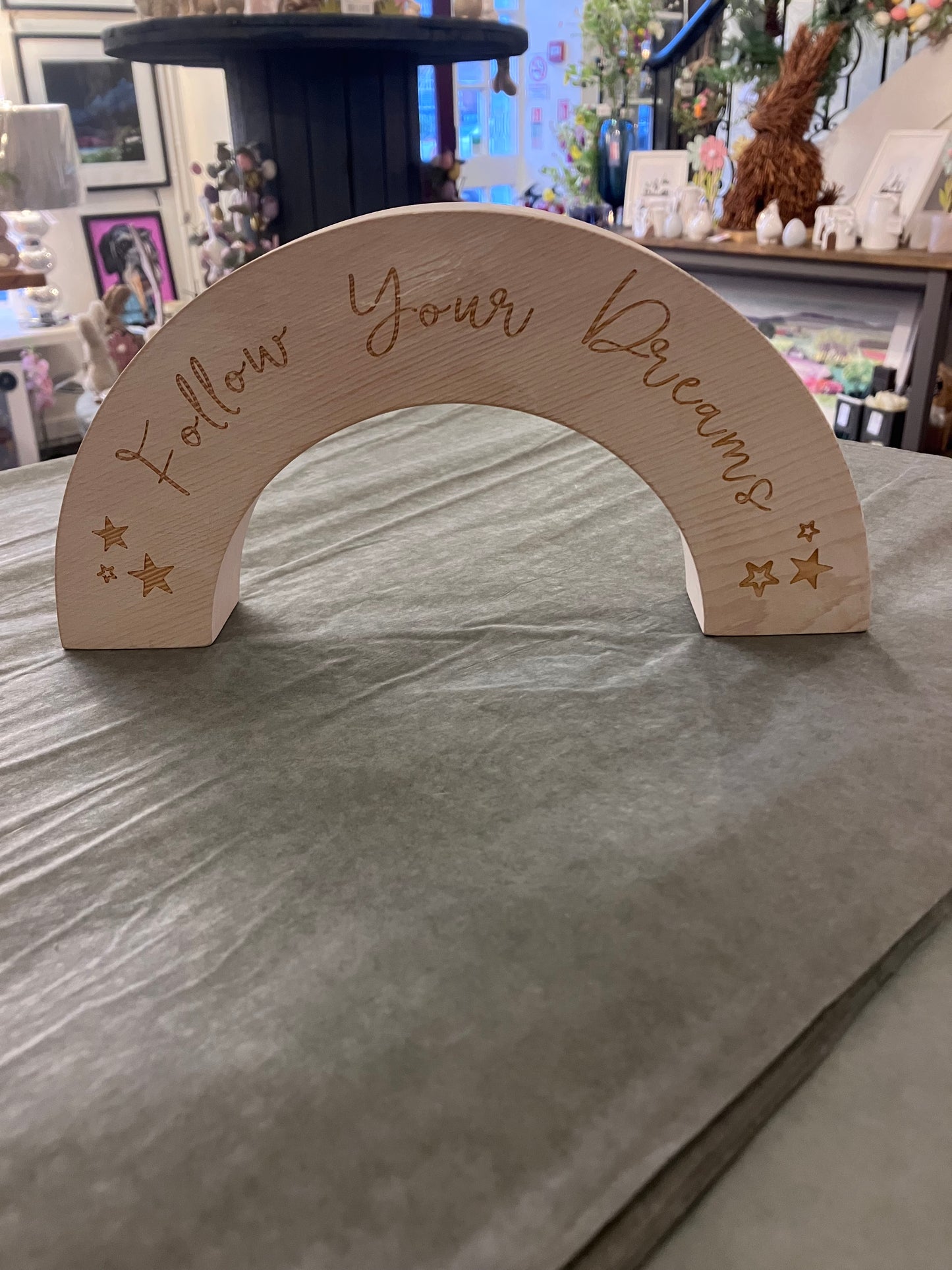 “Follow Your Dreams” Wooden Rainbow Plaque