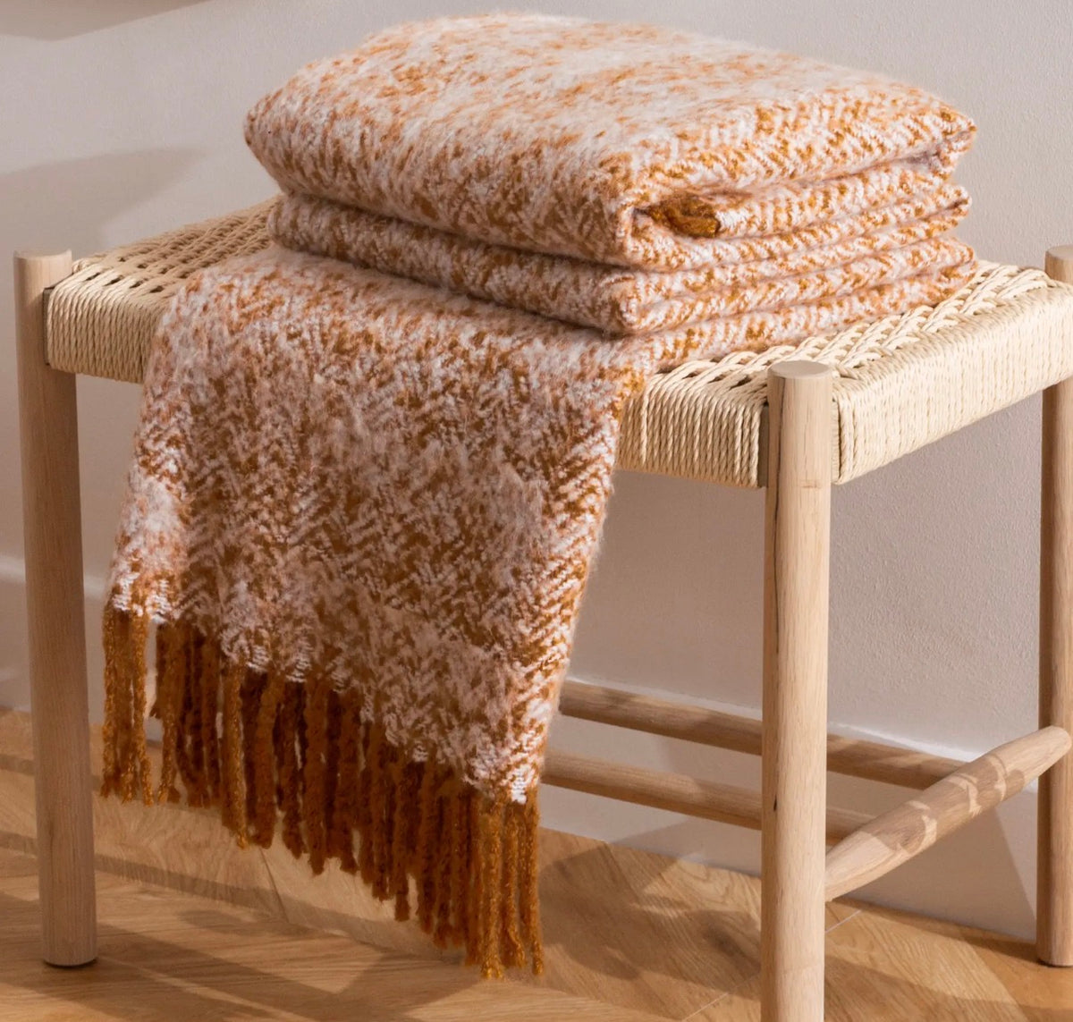 Weaver Herringbone throw - golden orange