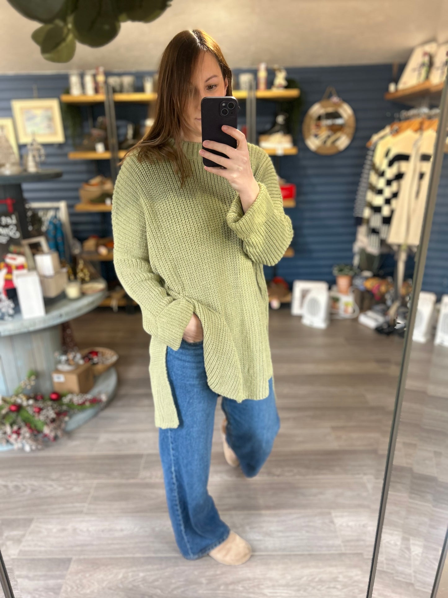 Apple Green Long Sweater- One Size