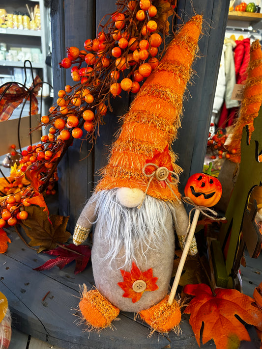 Autumn Standing Gnome and Pumpkin - Bluebell and Willow