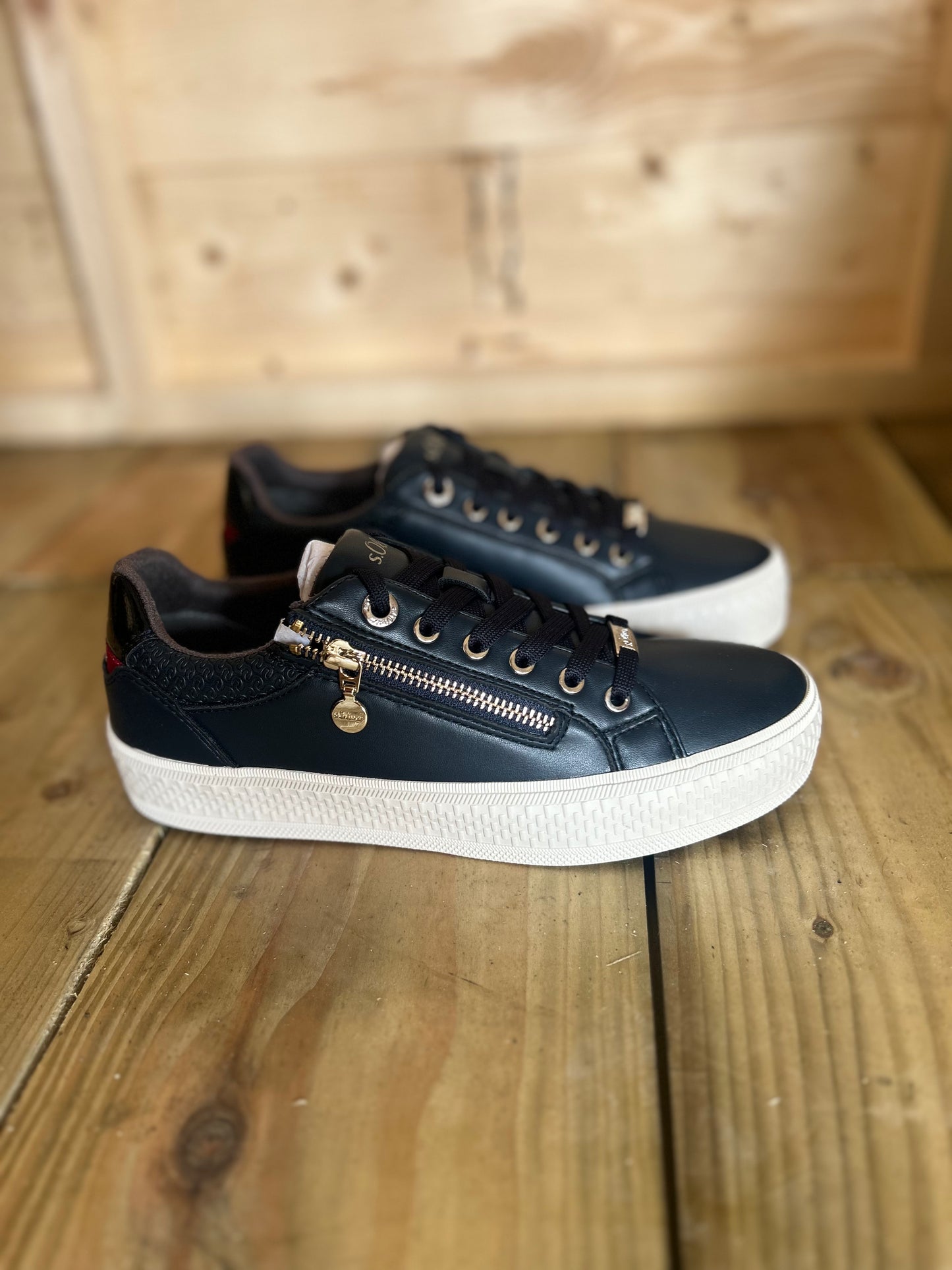 S Oliver Navy Trainers with Side Zip- Size 36