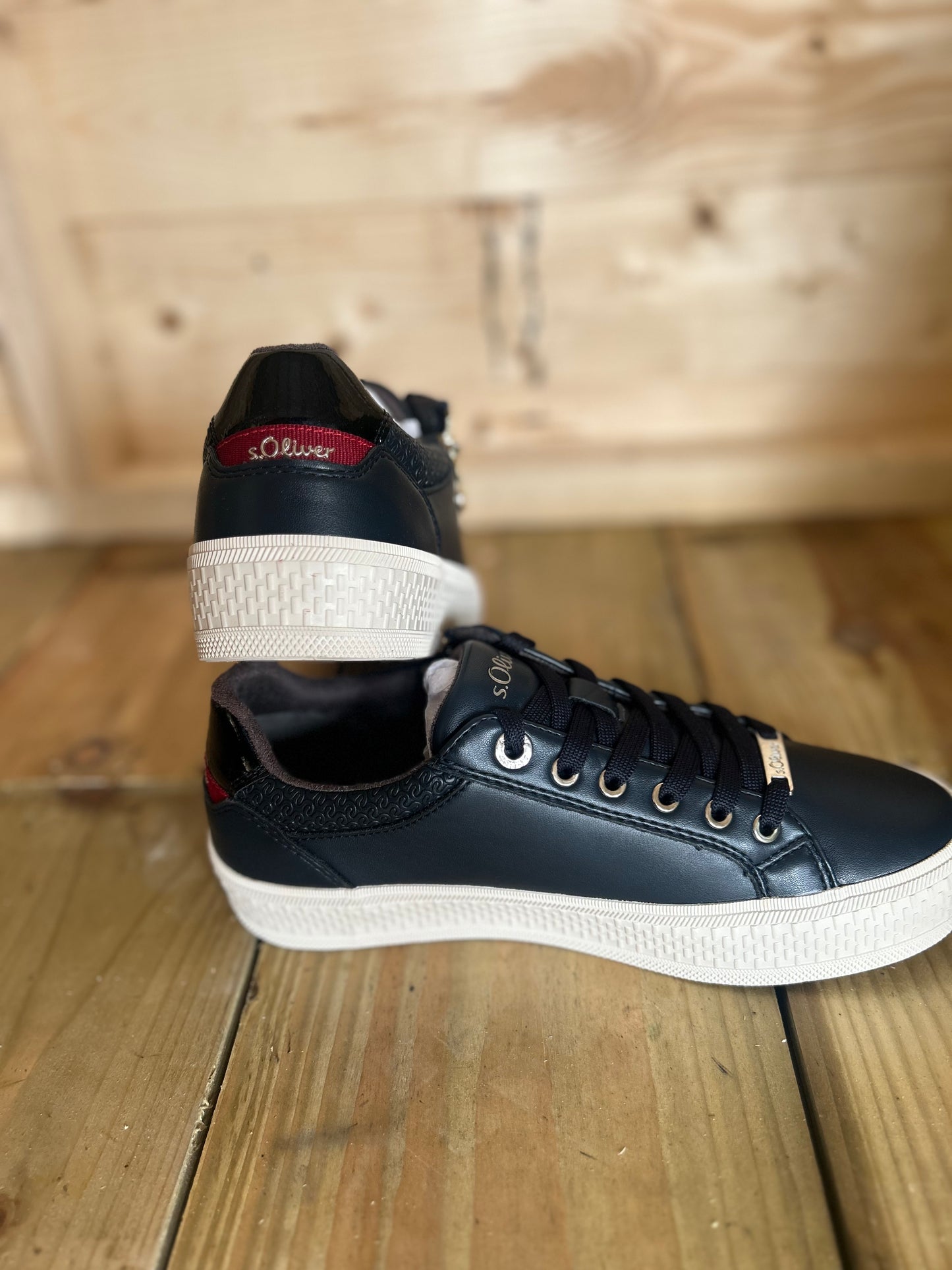 S Oliver Navy Trainers with Side Zip- Size 36